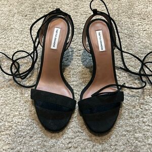 Tabitha Simmons Black Suede Lace-Up Heels